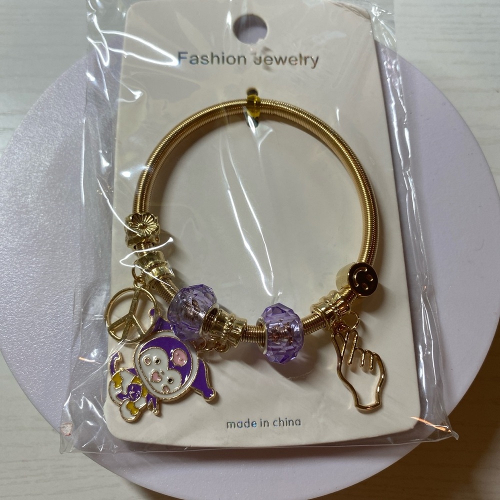Kuromi Gold and Purple Charm Bracelet